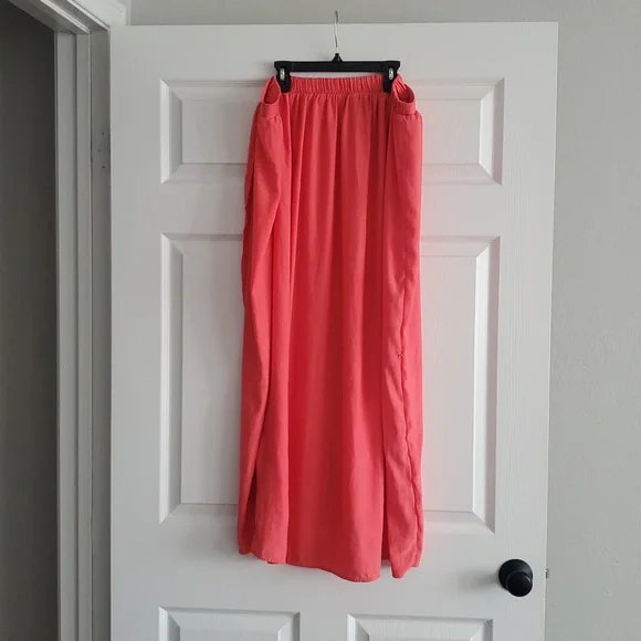 Liz Lange Maternity High Low Skirt in Vibrant Coral - Picture 2 of 3
